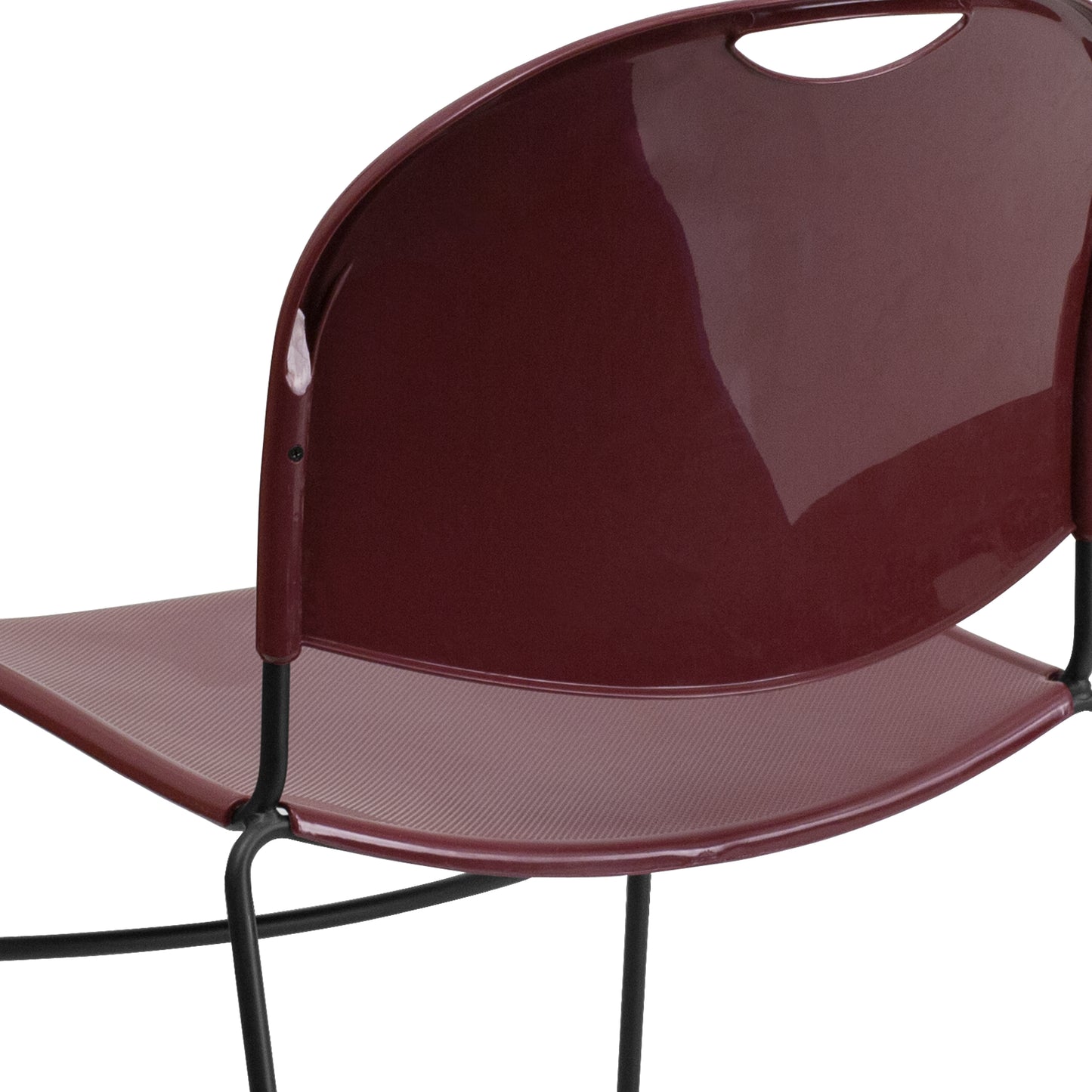 HERCULES Series 880 lb. Capacity Burgundy Ultra-Compact Stack Chair with Black Powder Coated Frame Burgundy Plastic/Black Frame