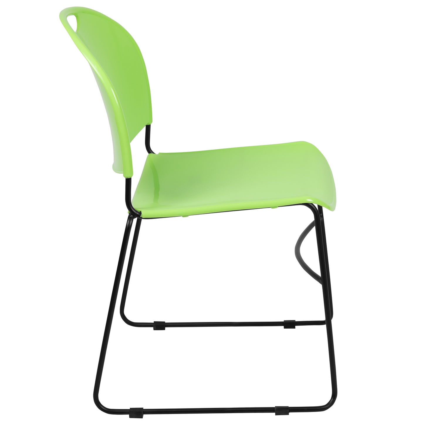 HERCULES Series 880 lb. Capacity Green Ultra-Compact Stack Chair with Black Powder Coated Frame Green Plastic/Black Frame RUT-188-GN-GG