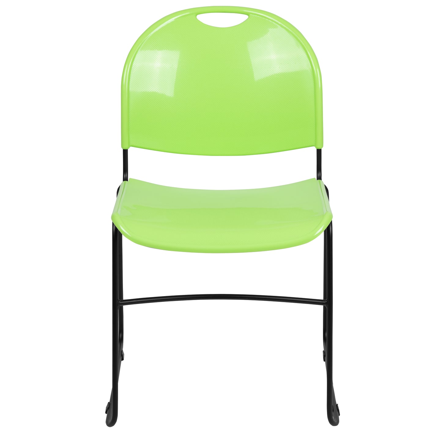 HERCULES Series 880 lb. Capacity Green Ultra-Compact Stack Chair with Black Powder Coated Frame Green Plastic/Black Frame RUT-188-GN-GG