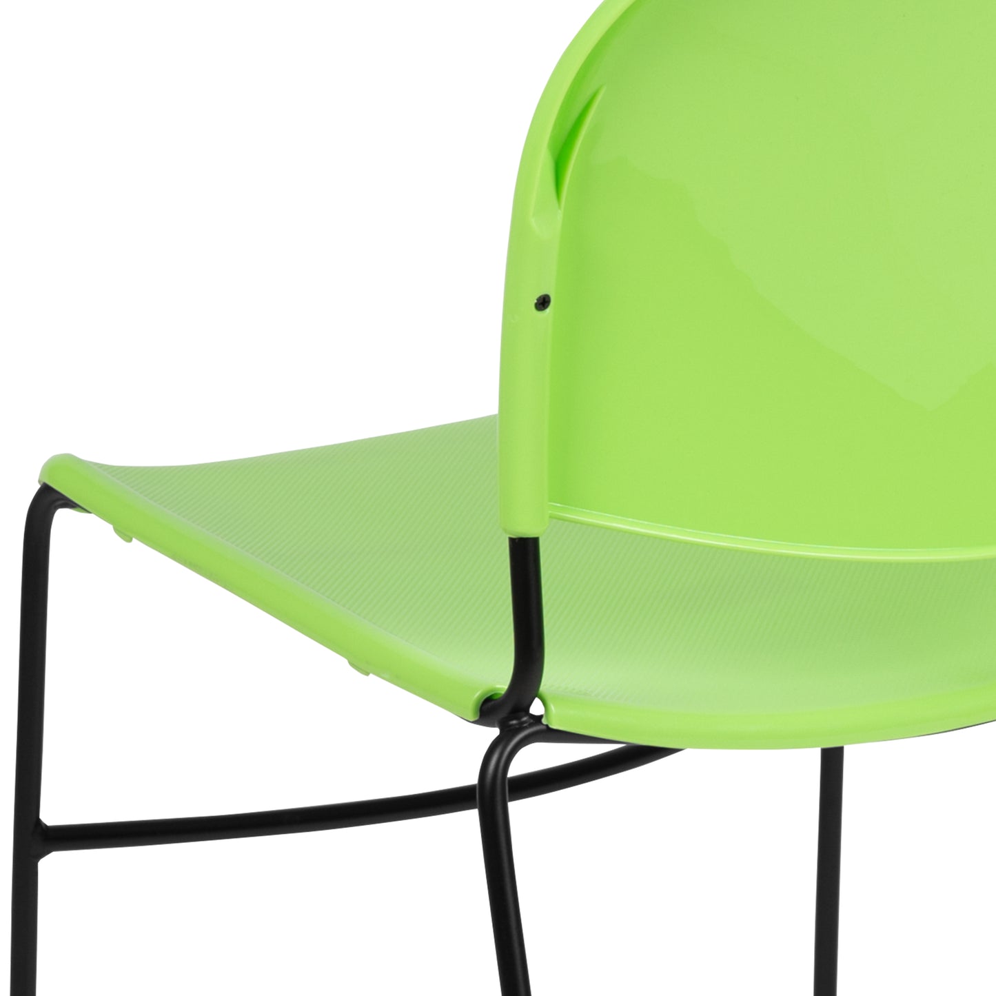 HERCULES Series 880 lb. Capacity Green Ultra-Compact Stack Chair with Black Powder Coated Frame Green Plastic/Black Frame RUT-188-GN-GG