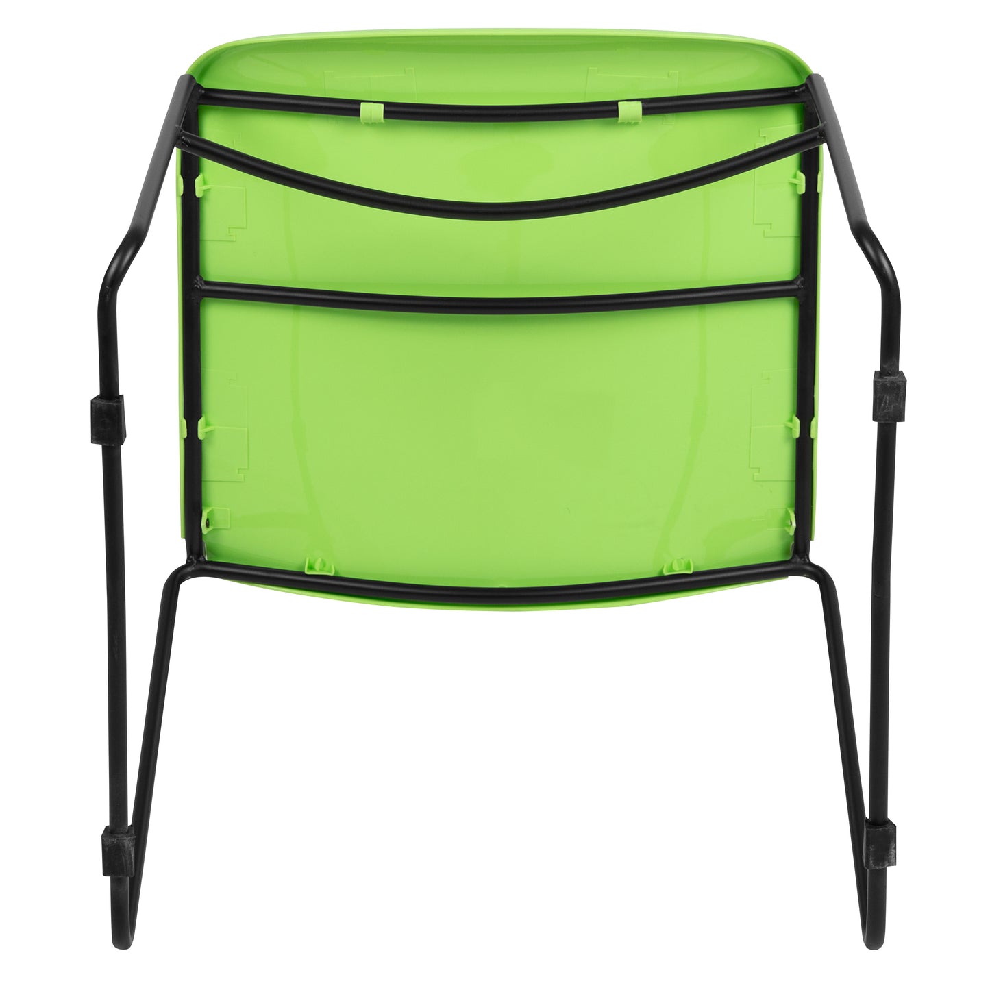 HERCULES Series 880 lb. Capacity Green Ultra-Compact Stack Chair with Black Powder Coated Frame Green Plastic/Black Frame RUT-188-GN-GG