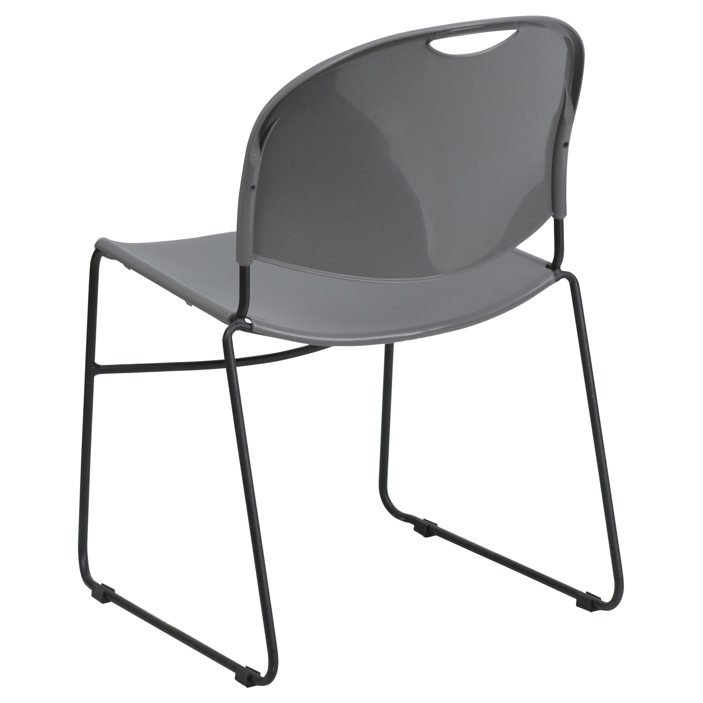 HERCULES Series 880 lb. Capacity Gray Ultra-Compact Stack Chair with Black Powder Coated Frame Gray Plastic/Black Frame RUT-188-GY-GG