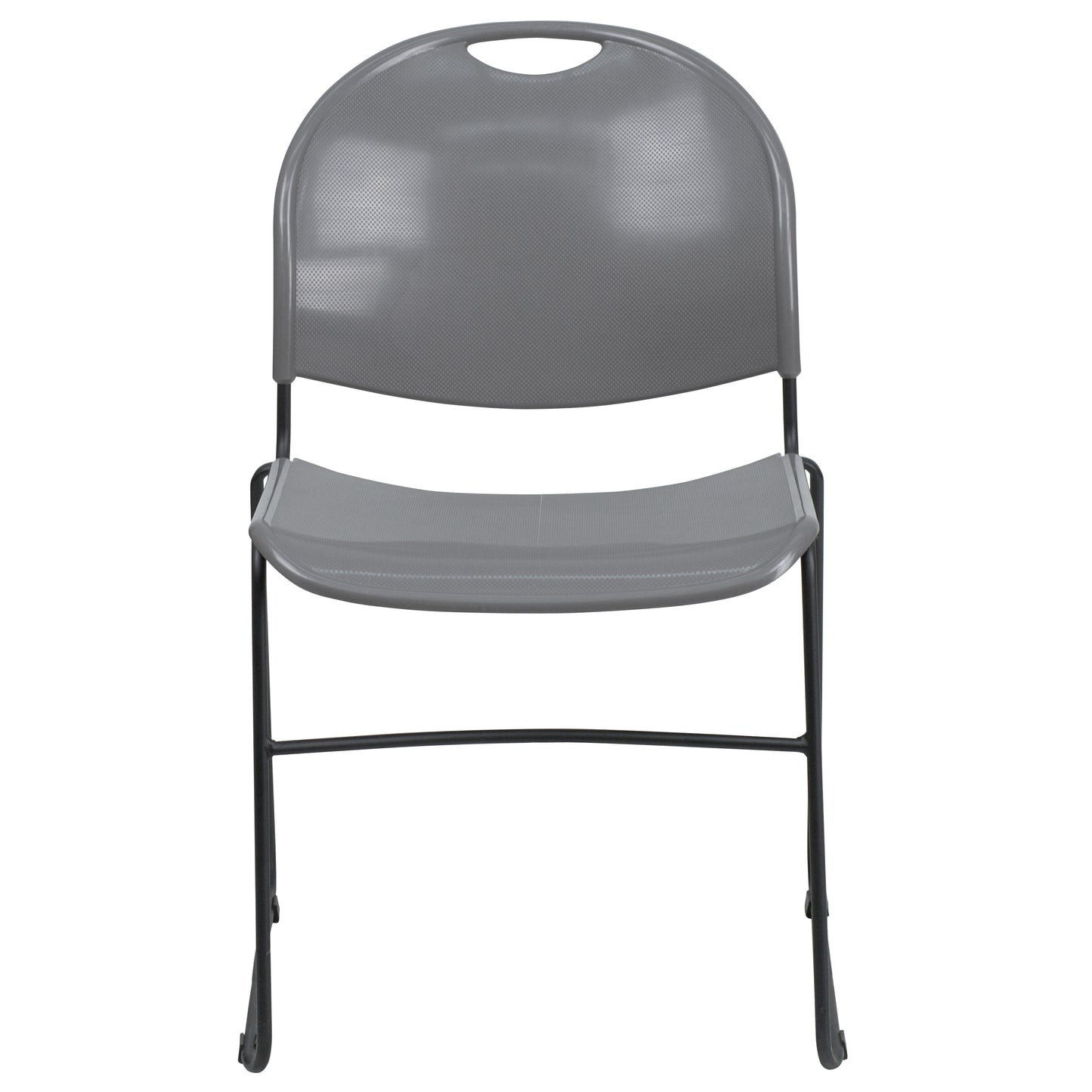HERCULES Series 880 lb. Capacity Gray Ultra-Compact Stack Chair with Black Powder Coated Frame Gray Plastic/Black Frame RUT-188-GY-GG