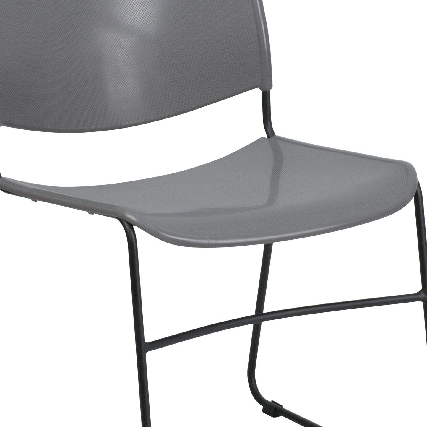 HERCULES Series 880 lb. Capacity Gray Ultra-Compact Stack Chair with Black Powder Coated Frame Gray Plastic/Black Frame RUT-188-GY-GG
