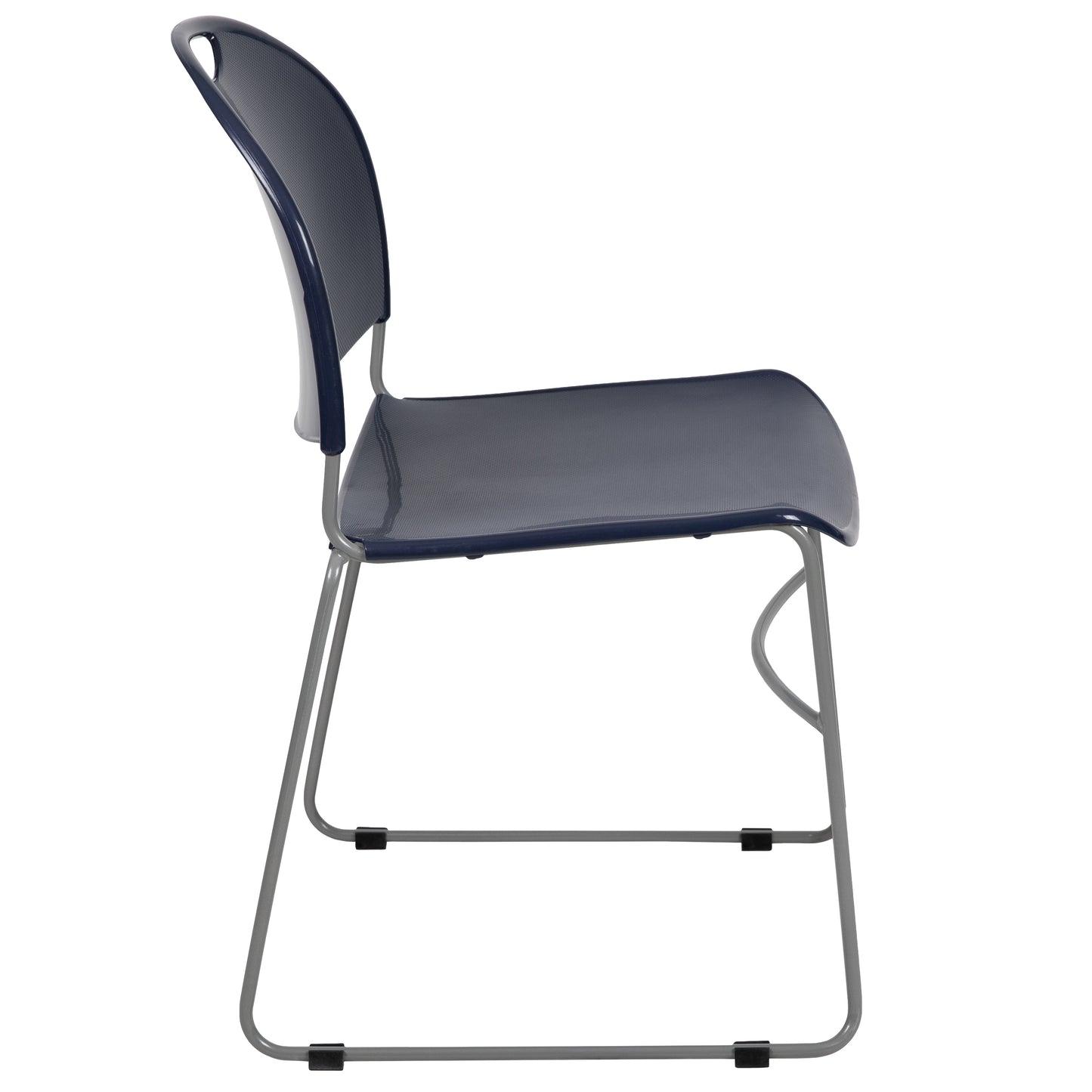 HERCULES Series 880 lb. Capacity Navy Ultra-Compact Stack Chair with Silver Powder Coated Frame Navy Plastic/Silver Frame RUT-188-NY-GG