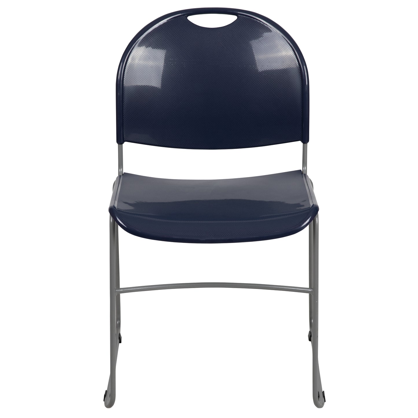 HERCULES Series 880 lb. Capacity Navy Ultra-Compact Stack Chair with Silver Powder Coated Frame Navy Plastic/Silver Frame RUT-188-NY-GG