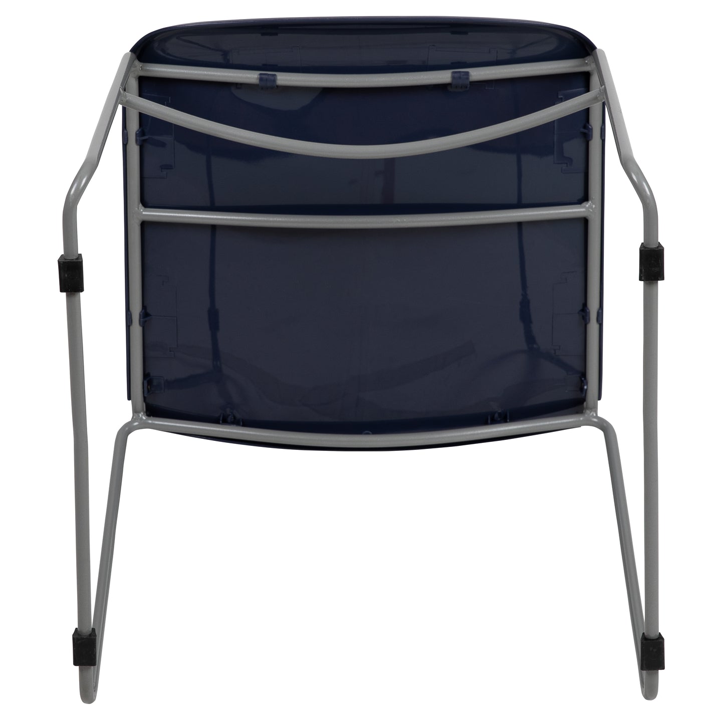 HERCULES Series 880 lb. Capacity Navy Ultra-Compact Stack Chair with Silver Powder Coated Frame Navy Plastic/Silver Frame RUT-188-NY-GG