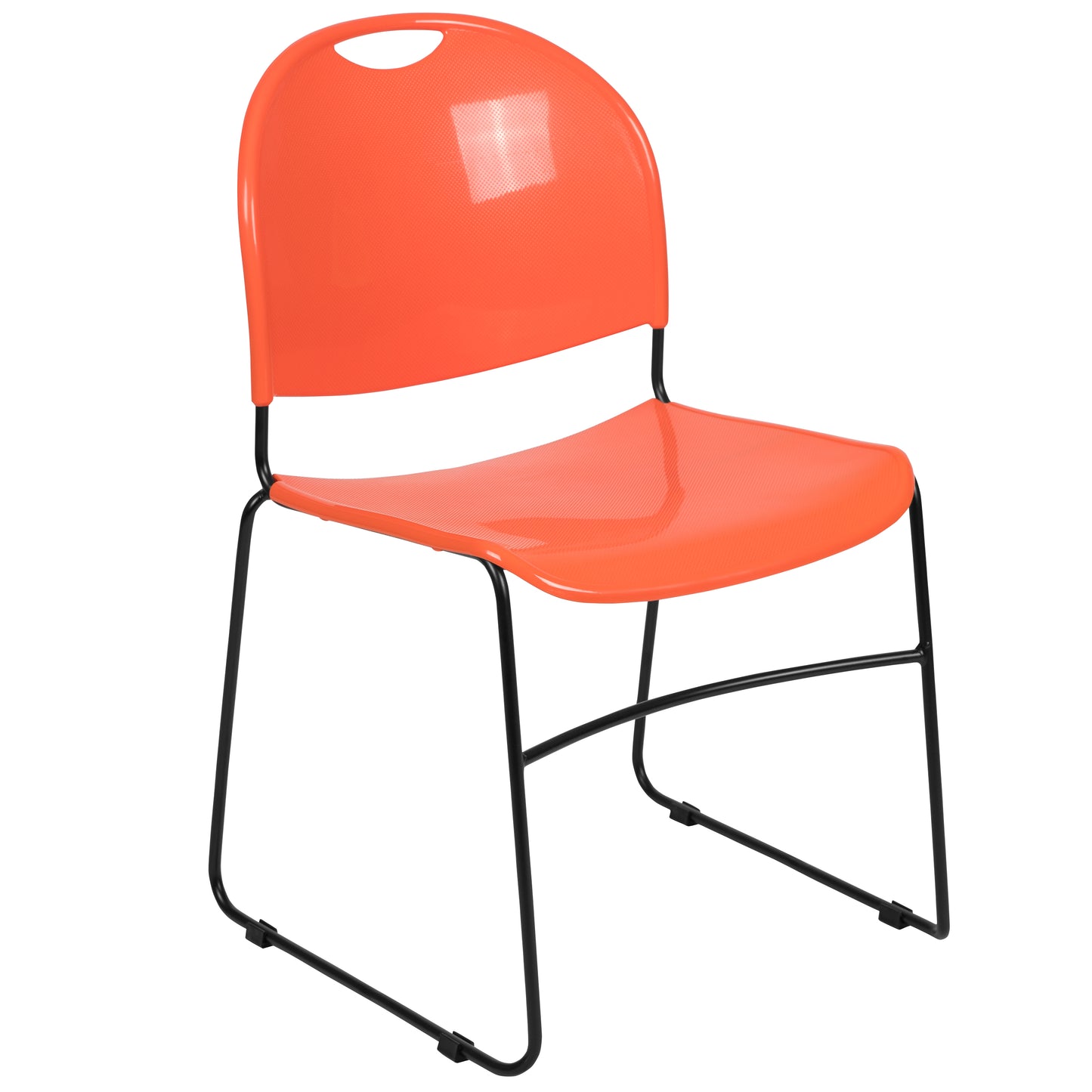 HERCULES Series 880 lb. Capacity Orange Ultra-Compact Stack Chair with Black Powder Coated Frame Orange Plastic/Black Frame