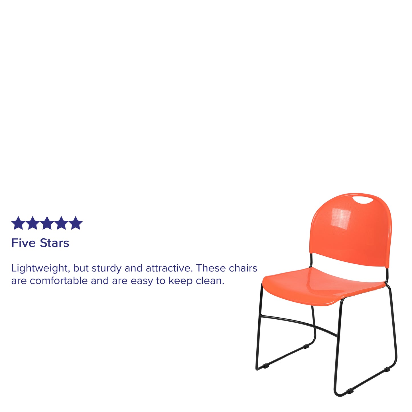 HERCULES Series 880 lb. Capacity Orange Ultra-Compact Stack Chair with Black Powder Coated Frame Orange Plastic/Black Frame