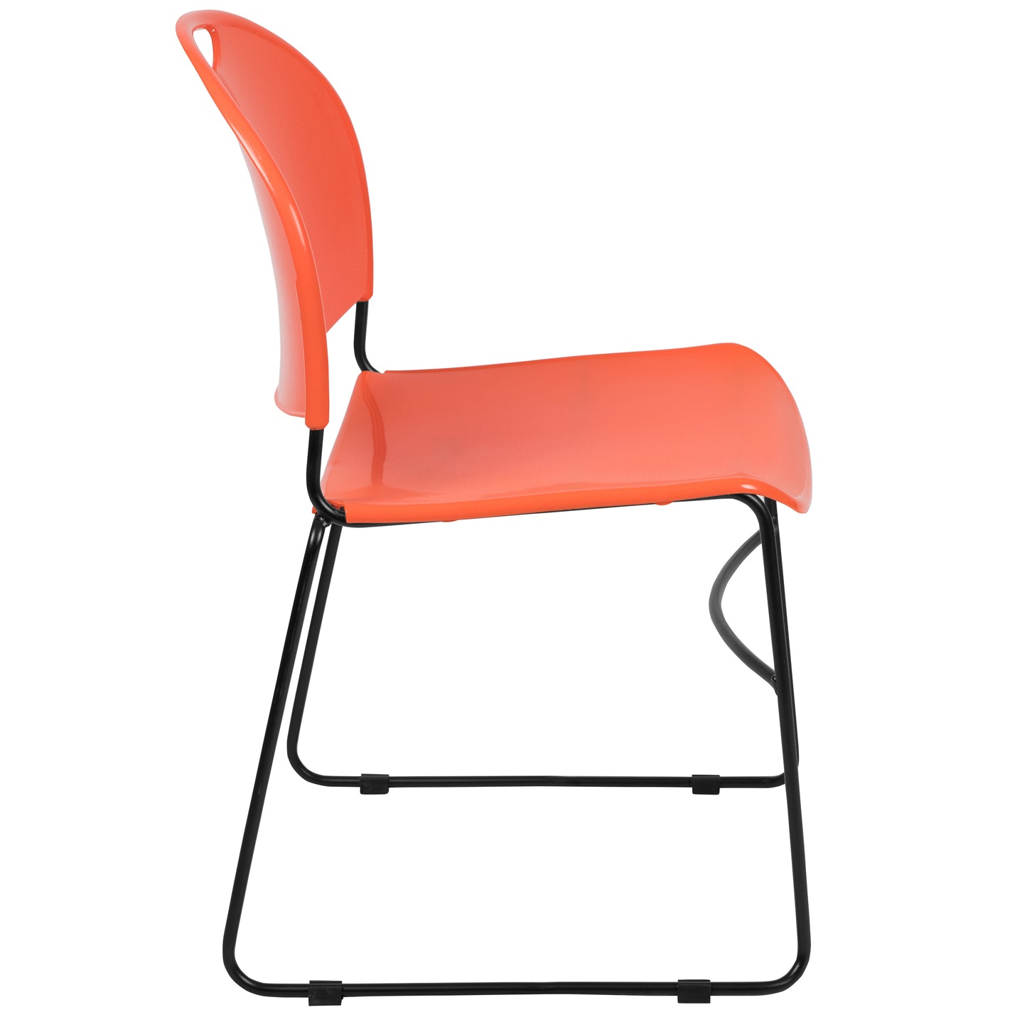 HERCULES Series 880 lb. Capacity Orange Ultra-Compact Stack Chair with Black Powder Coated Frame Orange Plastic/Black Frame