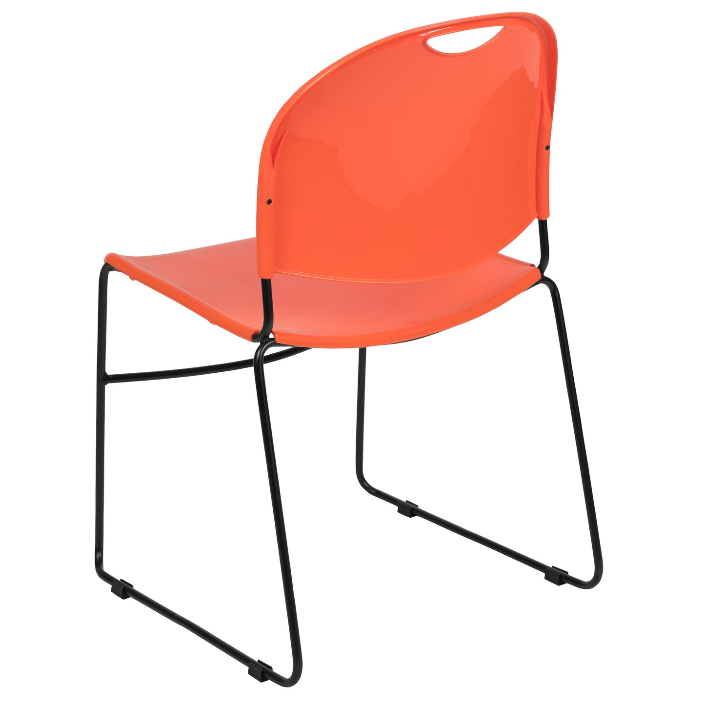 HERCULES Series 880 lb. Capacity Orange Ultra-Compact Stack Chair with Black Powder Coated Frame Orange Plastic/Black Frame