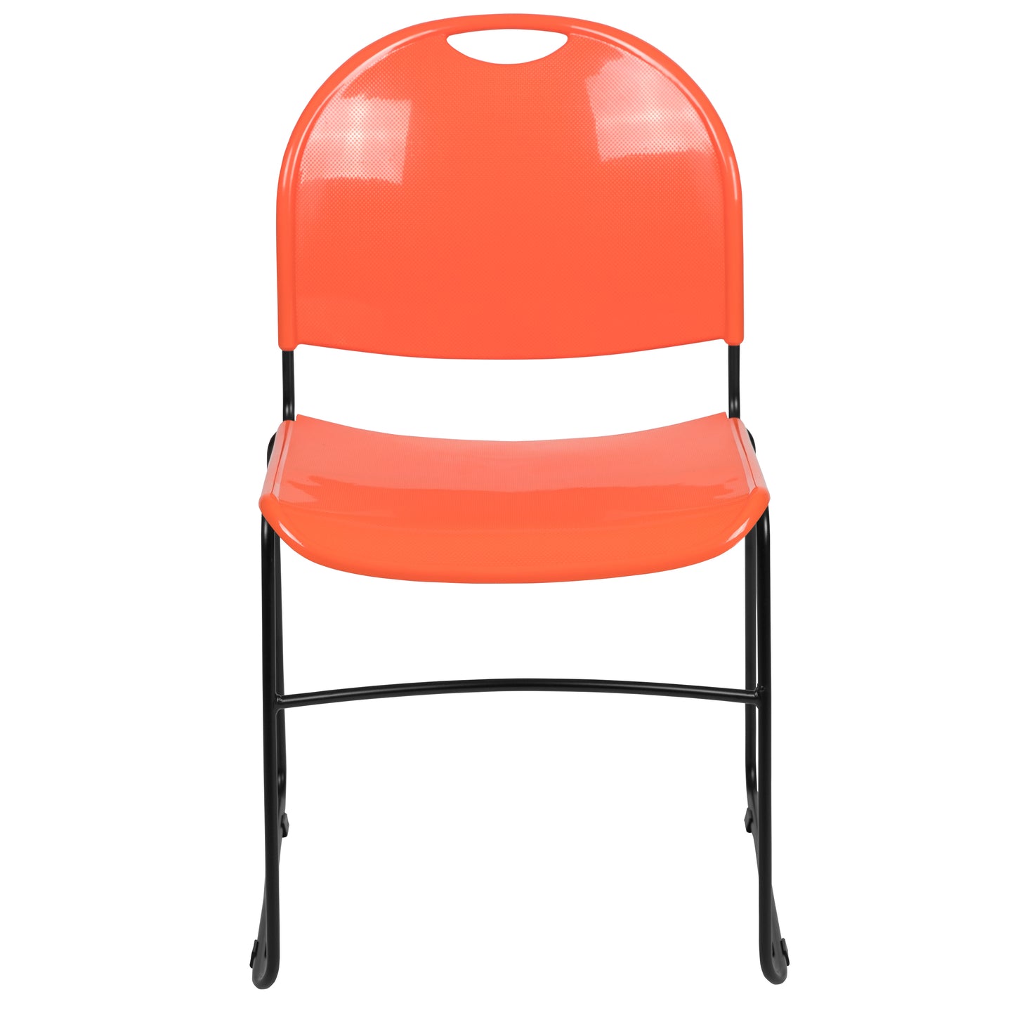 HERCULES Series 880 lb. Capacity Orange Ultra-Compact Stack Chair with Black Powder Coated Frame Orange Plastic/Black Frame