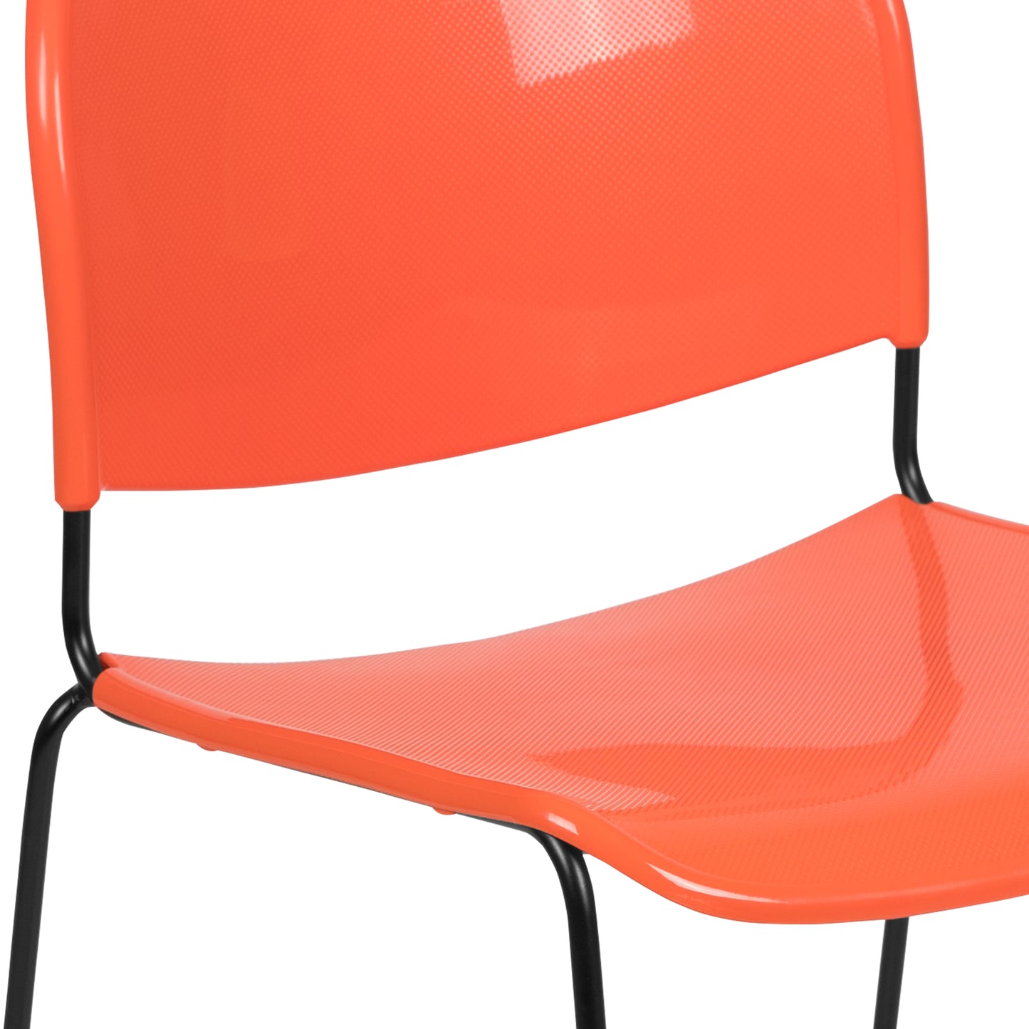 HERCULES Series 880 lb. Capacity Orange Ultra-Compact Stack Chair with Black Powder Coated Frame Orange Plastic/Black Frame