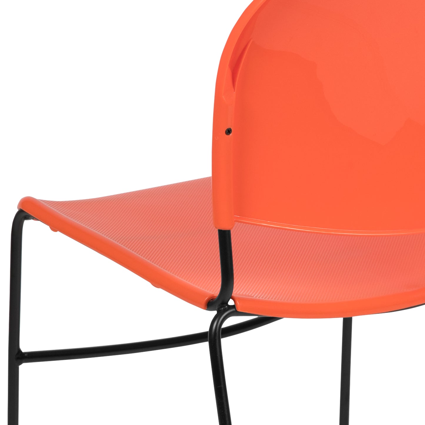 HERCULES Series 880 lb. Capacity Orange Ultra-Compact Stack Chair with Black Powder Coated Frame Orange Plastic/Black Frame