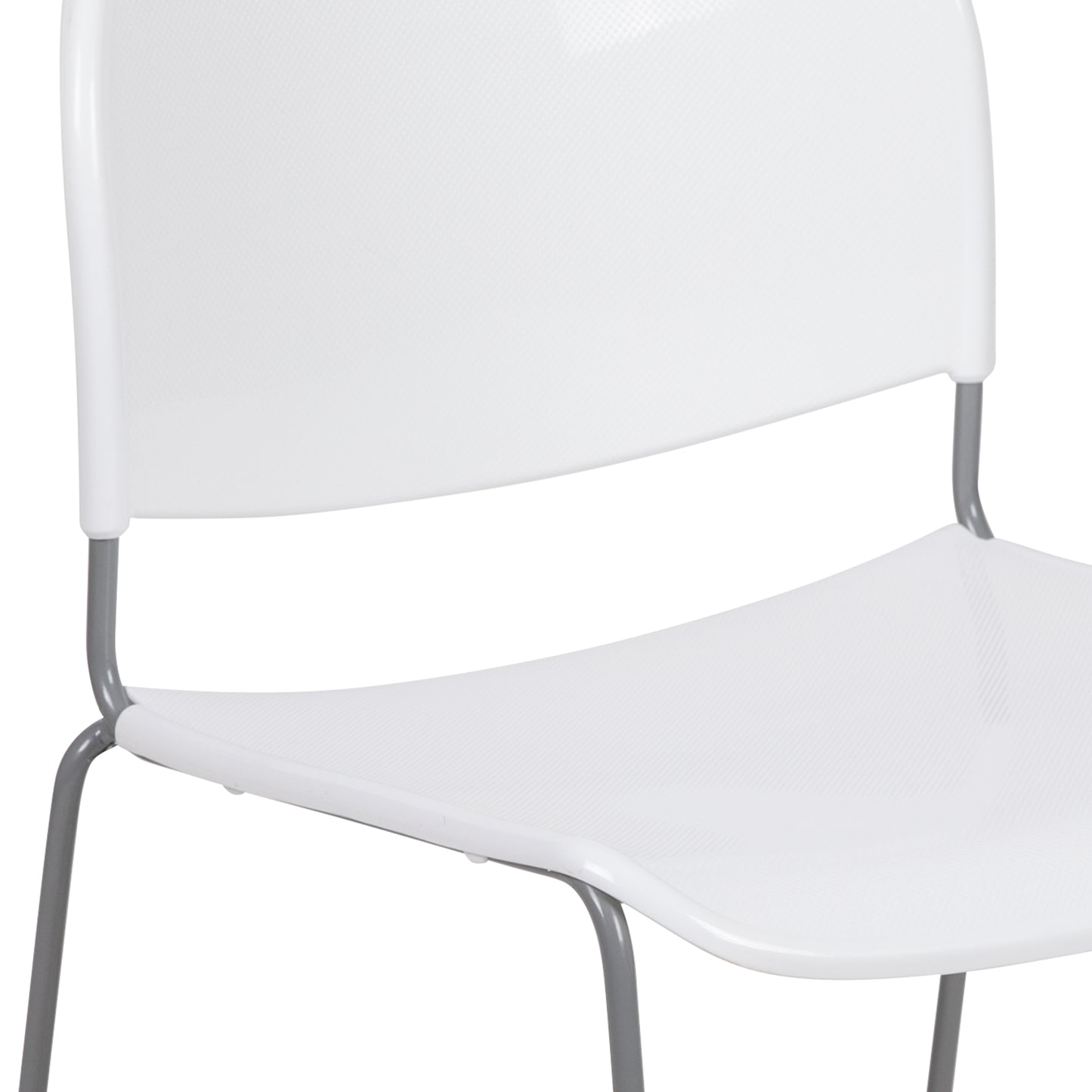 HERCULES Series 880 lb. Capacity White Ultra-Compact Stack Chair with Silver Powder Coated Frame White Plastic/Silver Frame