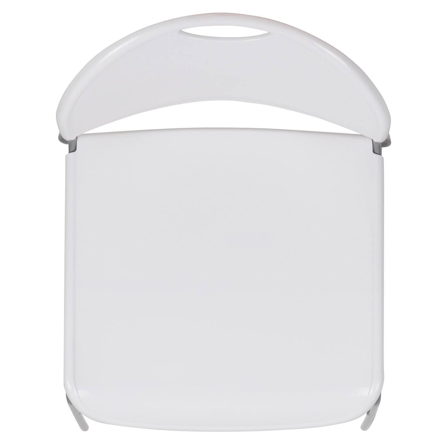 HERCULES Series 880 lb. Capacity White Ultra-Compact Stack Chair with Silver Powder Coated Frame White Plastic/Silver Frame