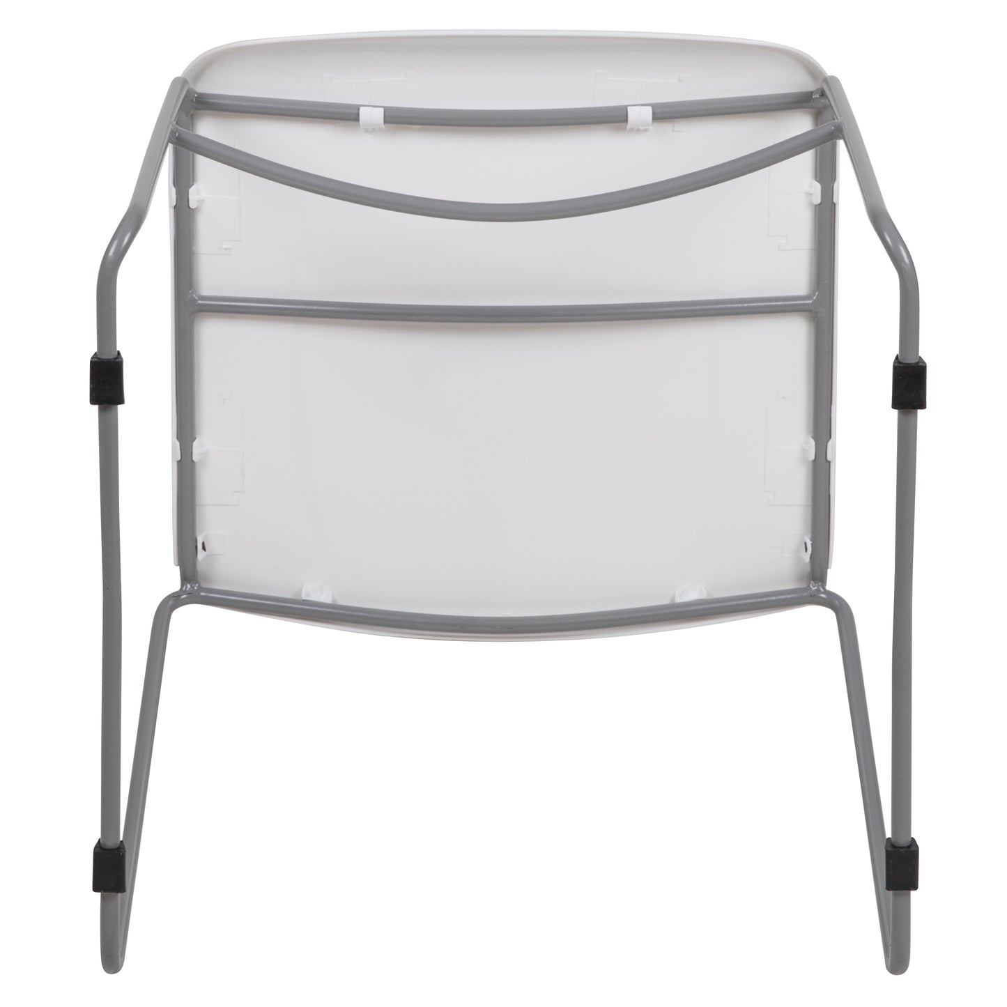 HERCULES Series 880 lb. Capacity White Ultra-Compact Stack Chair with Silver Powder Coated Frame White Plastic/Silver Frame