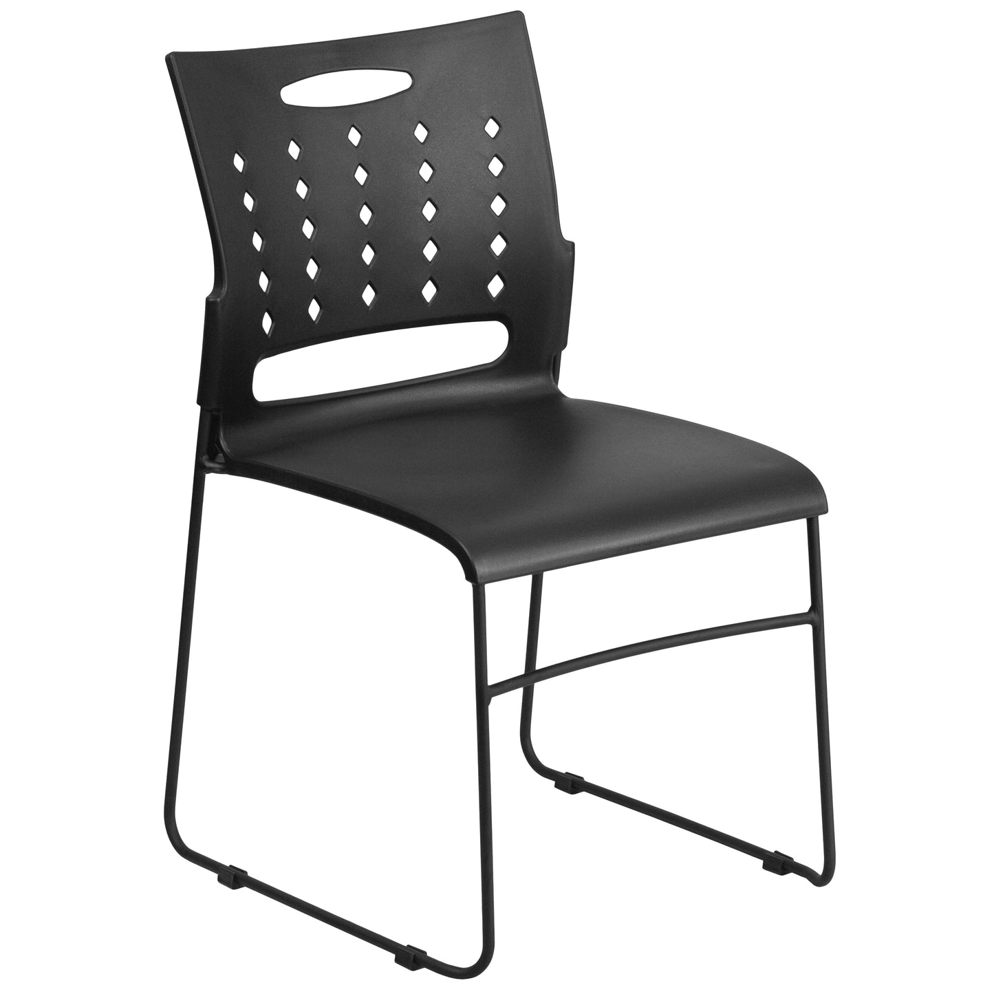 HERCULES Series 881 lb. Capacity Black Sled Base Stack Chair with Air-Vent Back Black