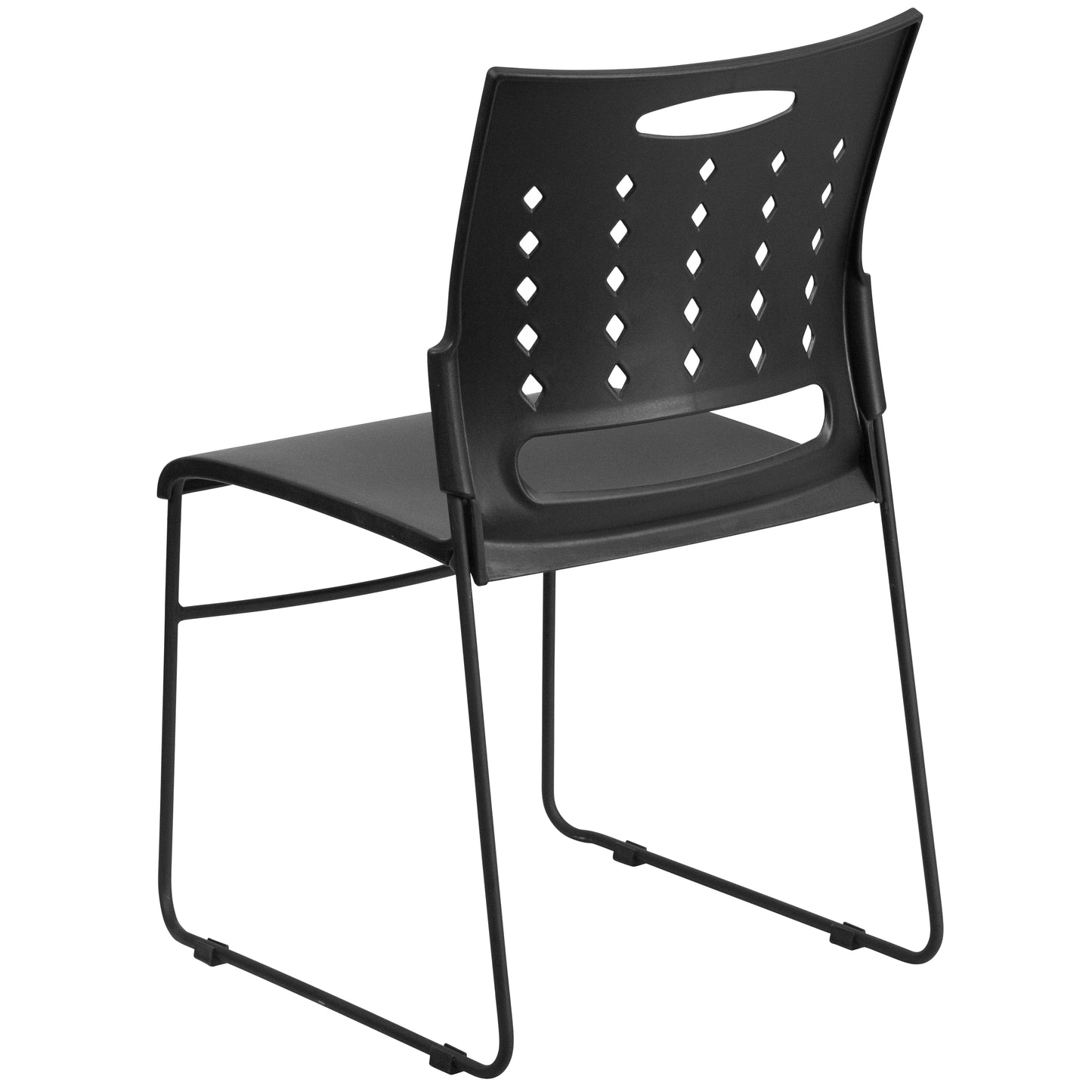 HERCULES Series 881 lb. Capacity Black Sled Base Stack Chair with Air-Vent Back Black