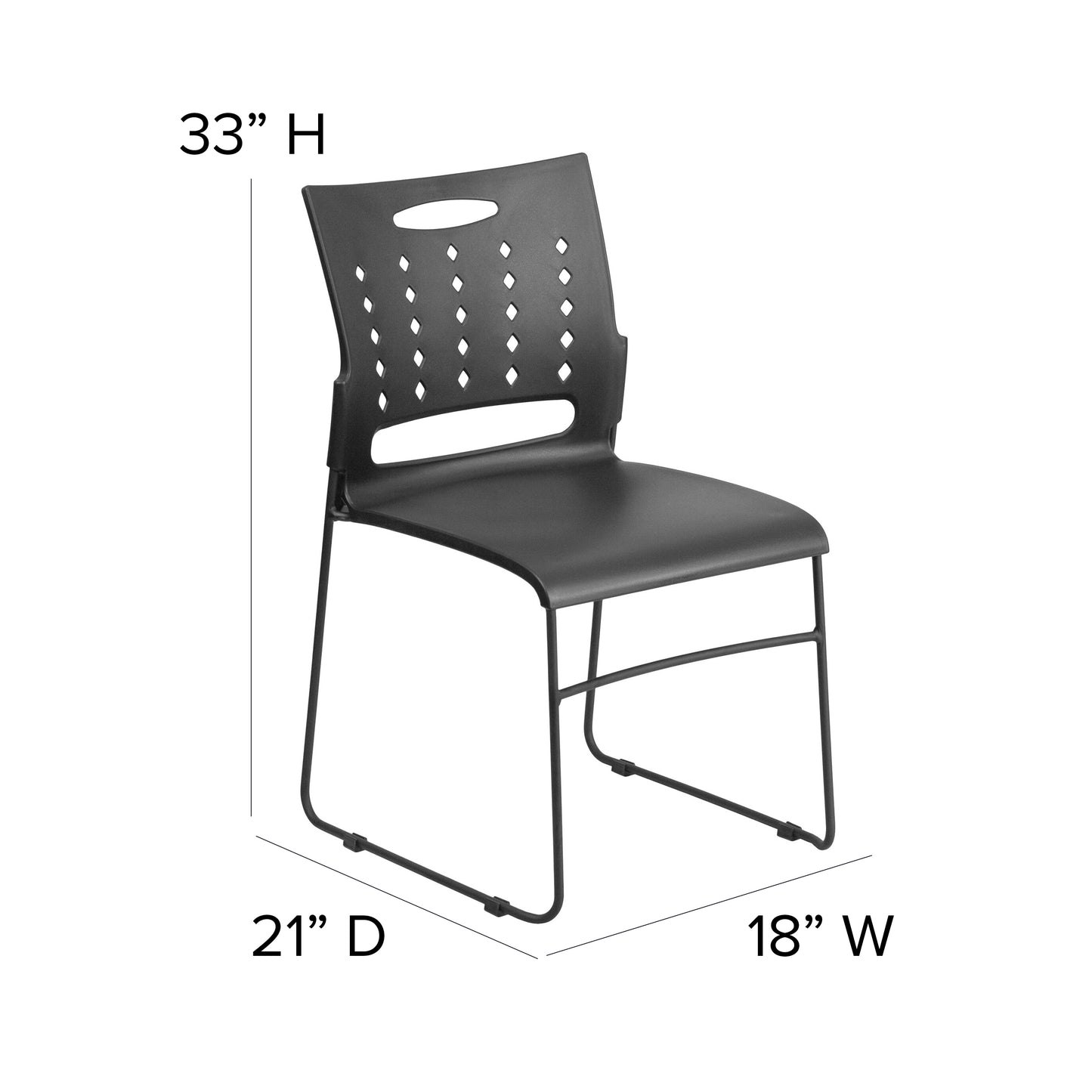 HERCULES Series 881 lb. Capacity Black Sled Base Stack Chair with Air-Vent Back Black