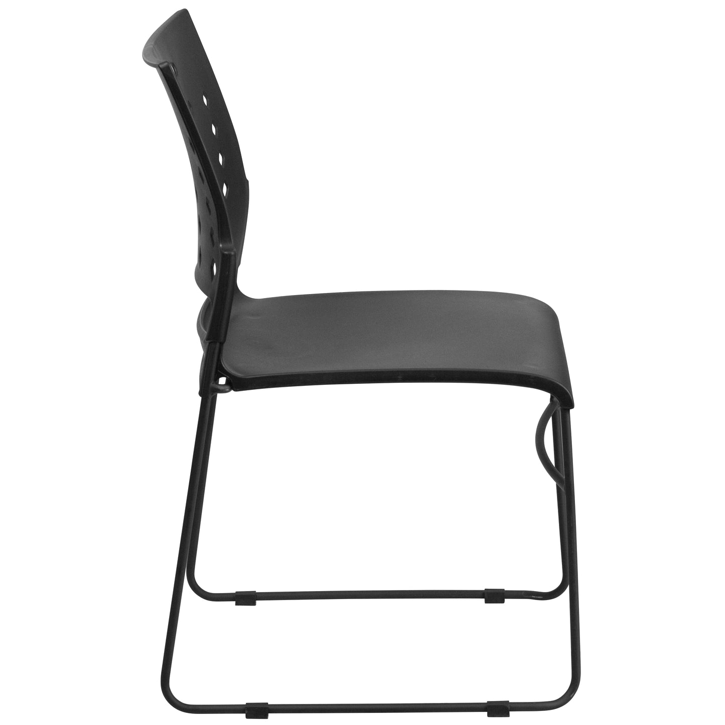 HERCULES Series 881 lb. Capacity Black Sled Base Stack Chair with Air-Vent Back Black
