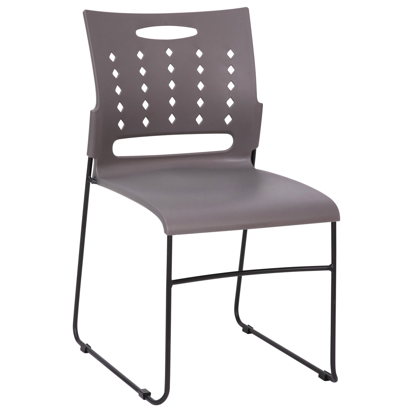 HERCULES Series 881 lb. Capacity Gray Sled Base Stack Chair with Air-Vent Back Gray