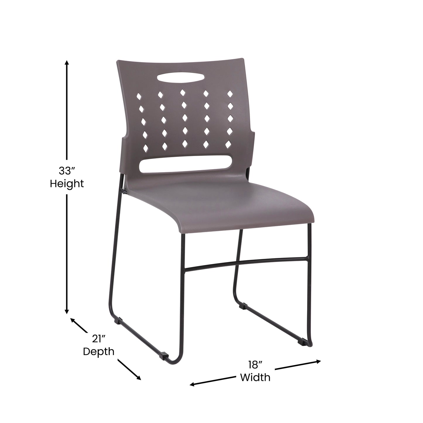 HERCULES Series 881 lb. Capacity Gray Sled Base Stack Chair with Air-Vent Back Gray