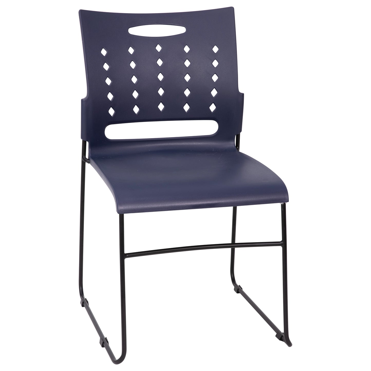 HERCULES Series 881 lb. Capacity Navy Sled Base Stack Chair with Air-Vent Back Navy