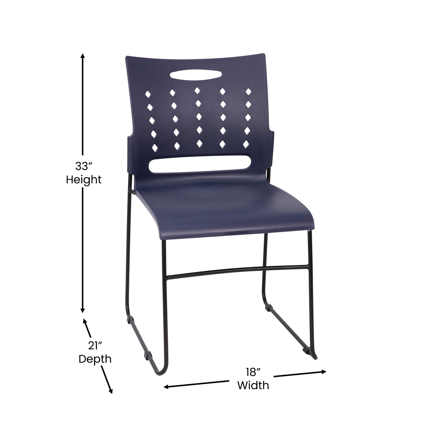 HERCULES Series 881 lb. Capacity Navy Sled Base Stack Chair with Air-Vent Back Navy