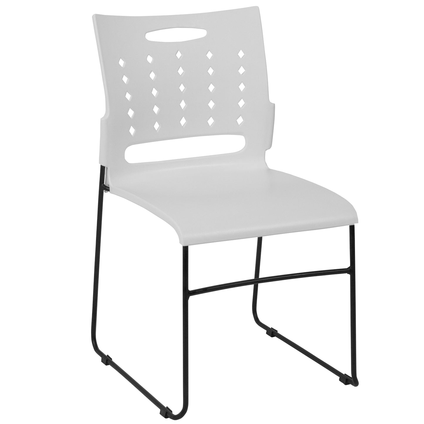 HERCULES Series 881 lb. Capacity White Sled Base Stack Chair with Air-Vent Back White