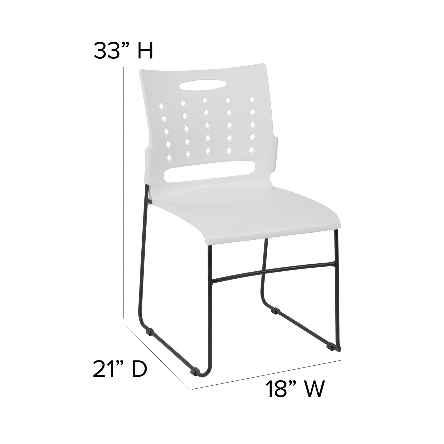 HERCULES Series 881 lb. Capacity White Sled Base Stack Chair with Air-Vent Back White