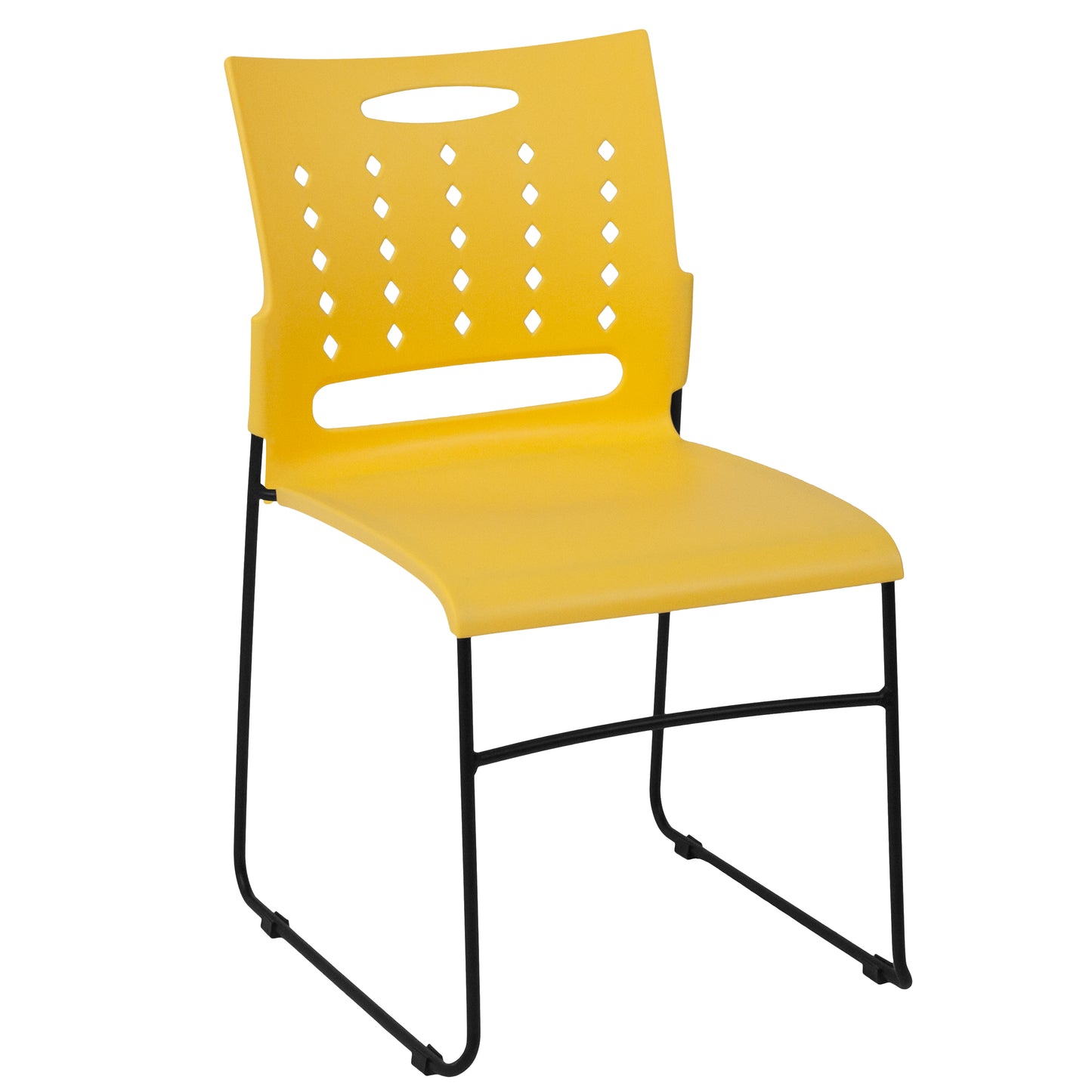 HERCULES Series 881 lb. Capacity Yellow Sled Base Stack Chair with Air-Vent Back Yellow RUT-2-YL-GG