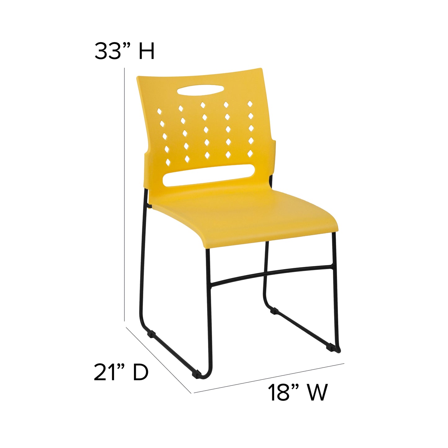 HERCULES Series 881 lb. Capacity Yellow Sled Base Stack Chair with Air-Vent Back Yellow RUT-2-YL-GG