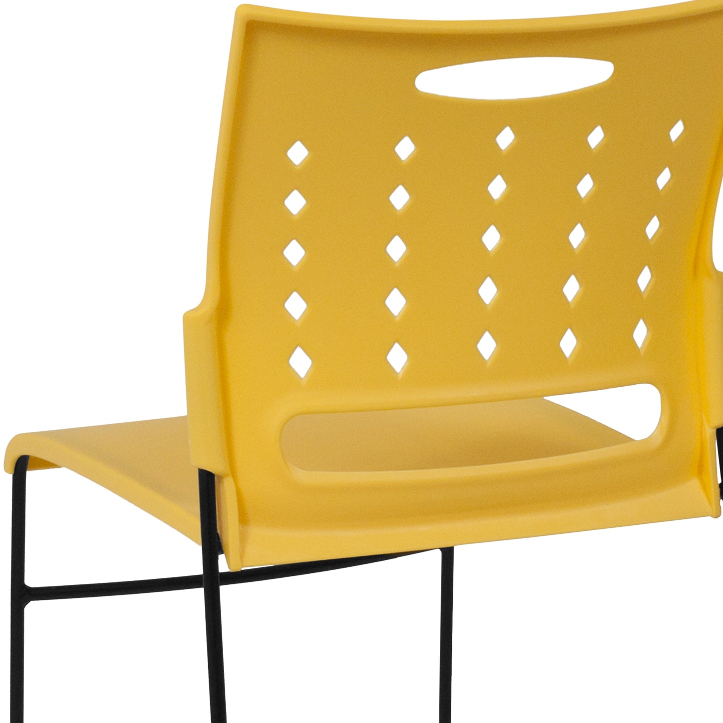 HERCULES Series 881 lb. Capacity Yellow Sled Base Stack Chair with Air-Vent Back Yellow RUT-2-YL-GG