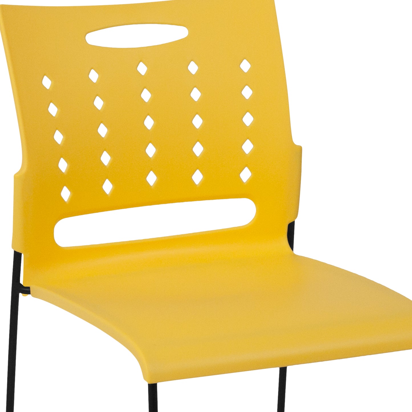 HERCULES Series 881 lb. Capacity Yellow Sled Base Stack Chair with Air-Vent Back Yellow RUT-2-YL-GG