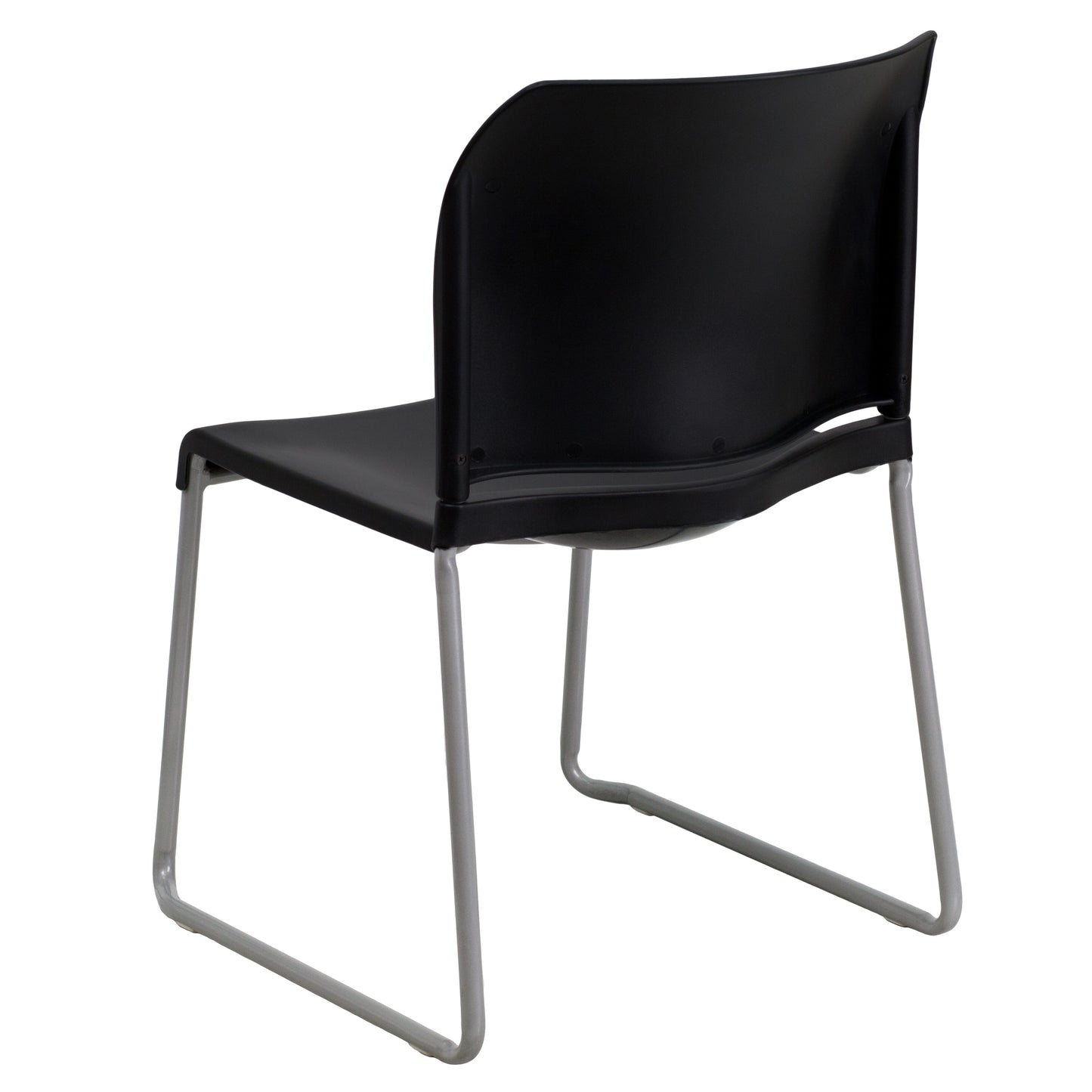 HERCULES Series 880 lb. Capacity Black Full Back Contoured Stack Chair with Gray Powder Coated Sled Base Black RUT-238A-BK-GG
