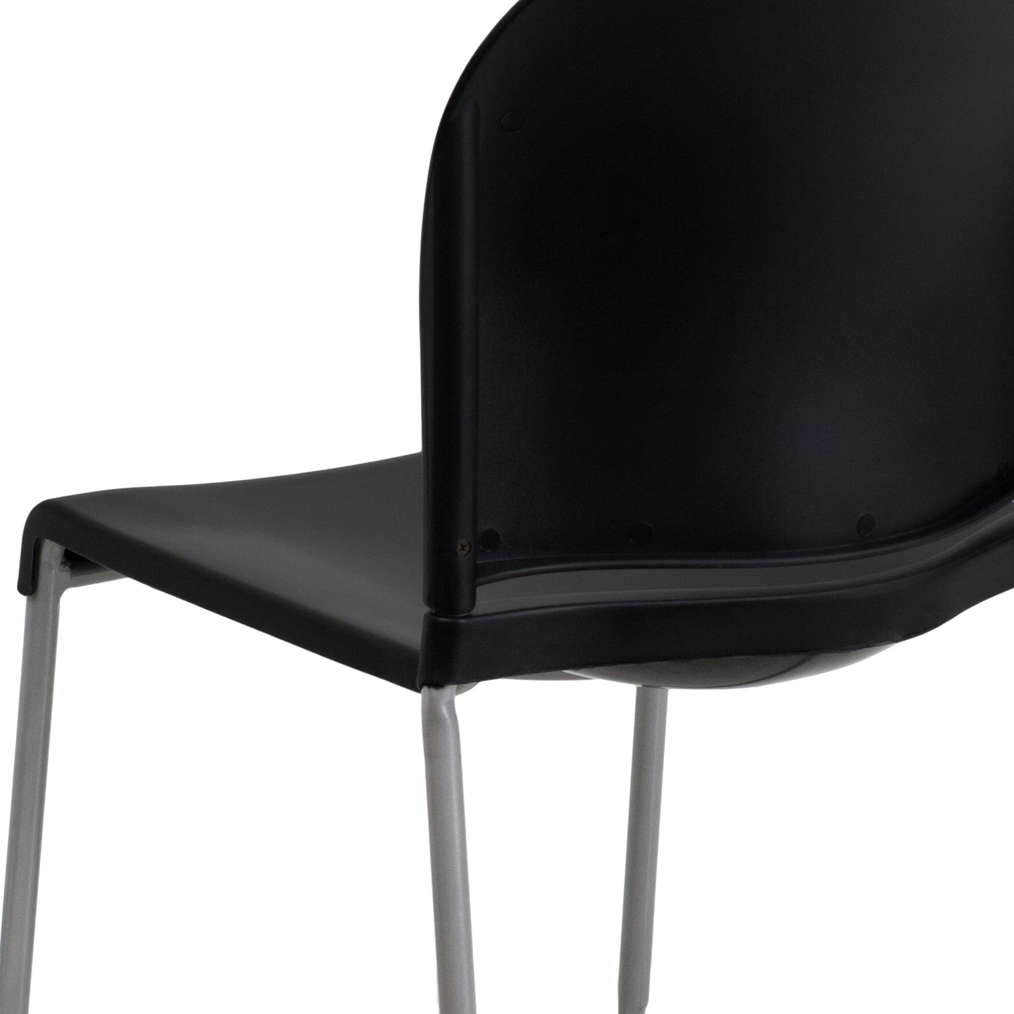 HERCULES Series 880 lb. Capacity Black Full Back Contoured Stack Chair with Gray Powder Coated Sled Base Black RUT-238A-BK-GG