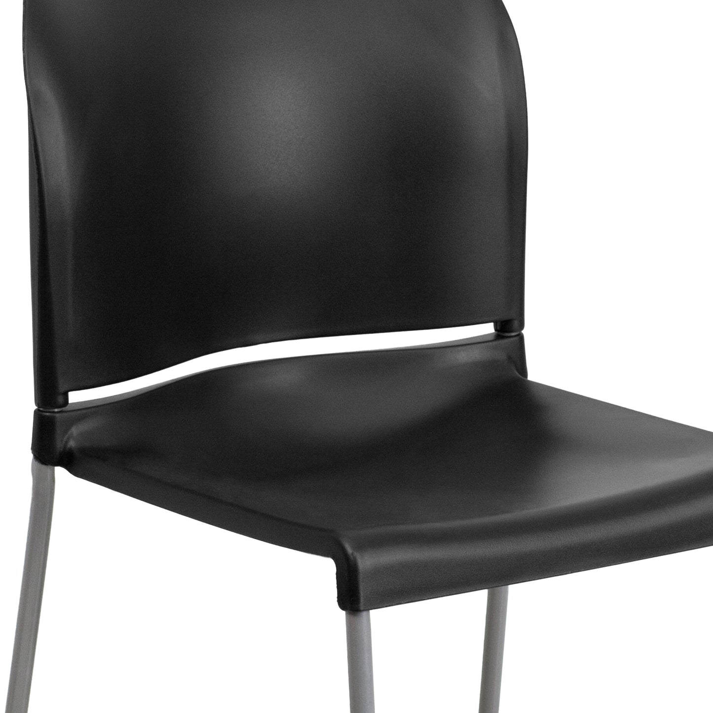HERCULES Series 880 lb. Capacity Black Full Back Contoured Stack Chair with Gray Powder Coated Sled Base Black RUT-238A-BK-GG