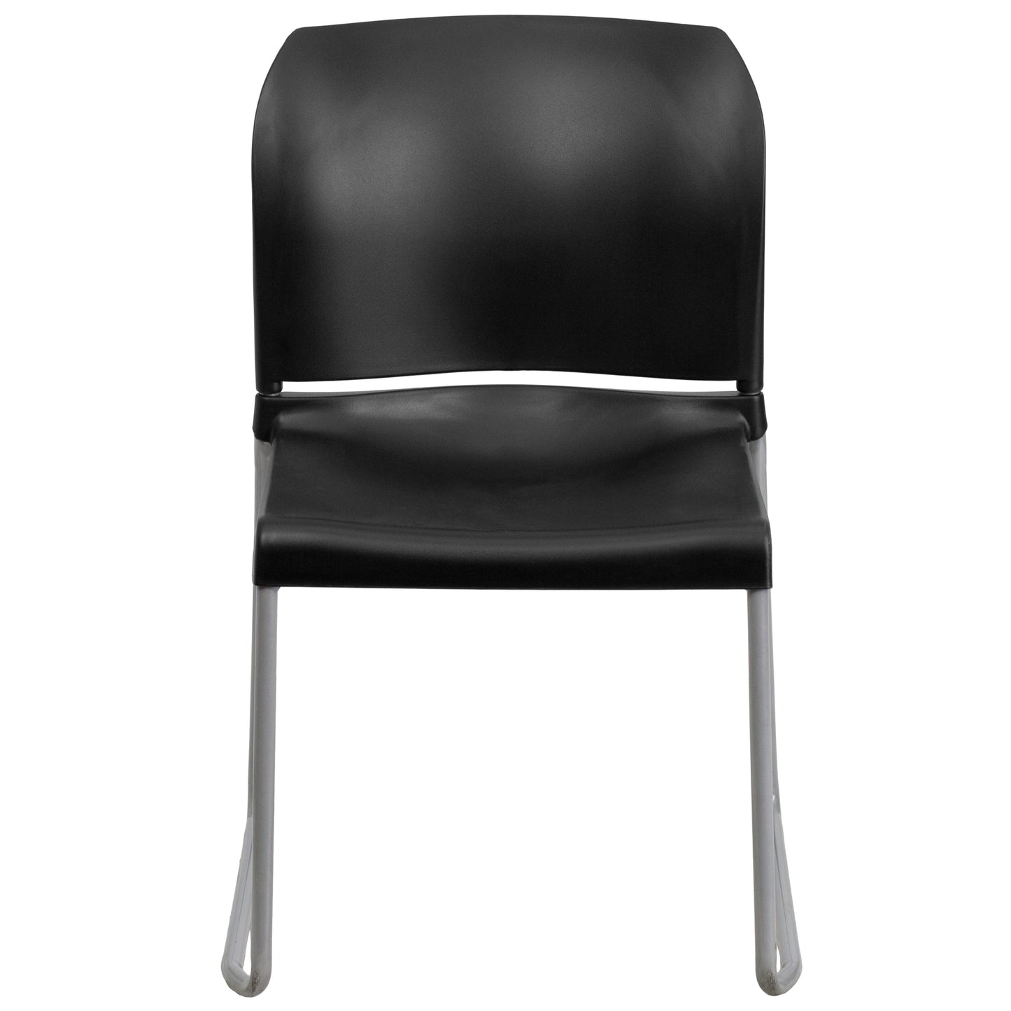 HERCULES Series 880 lb. Capacity Black Full Back Contoured Stack Chair with Gray Powder Coated Sled Base Black RUT-238A-BK-GG