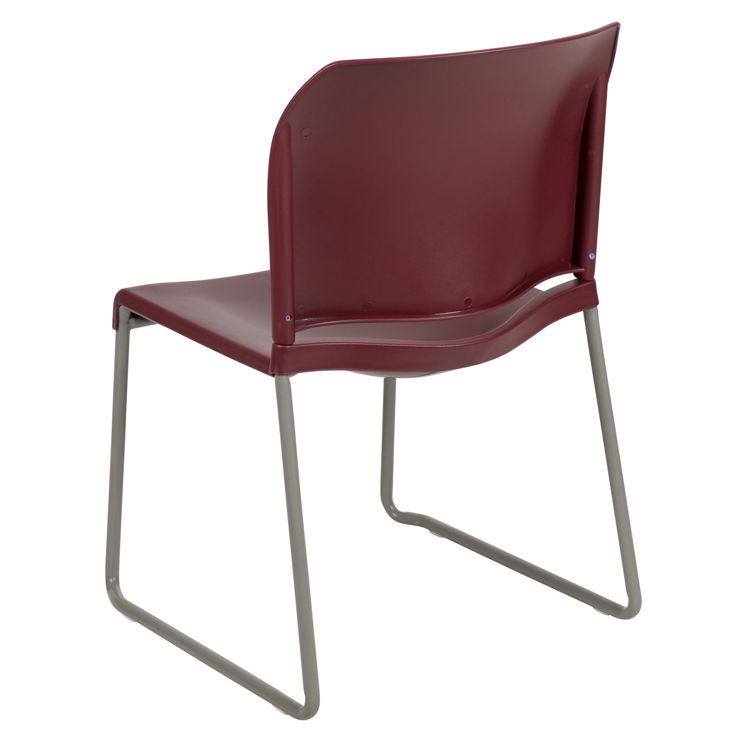HERCULES Series 880 lb. Capacity Burgundy Full Back Contoured Stack Chair with Gray Powder Coated Sled Base Burgundy