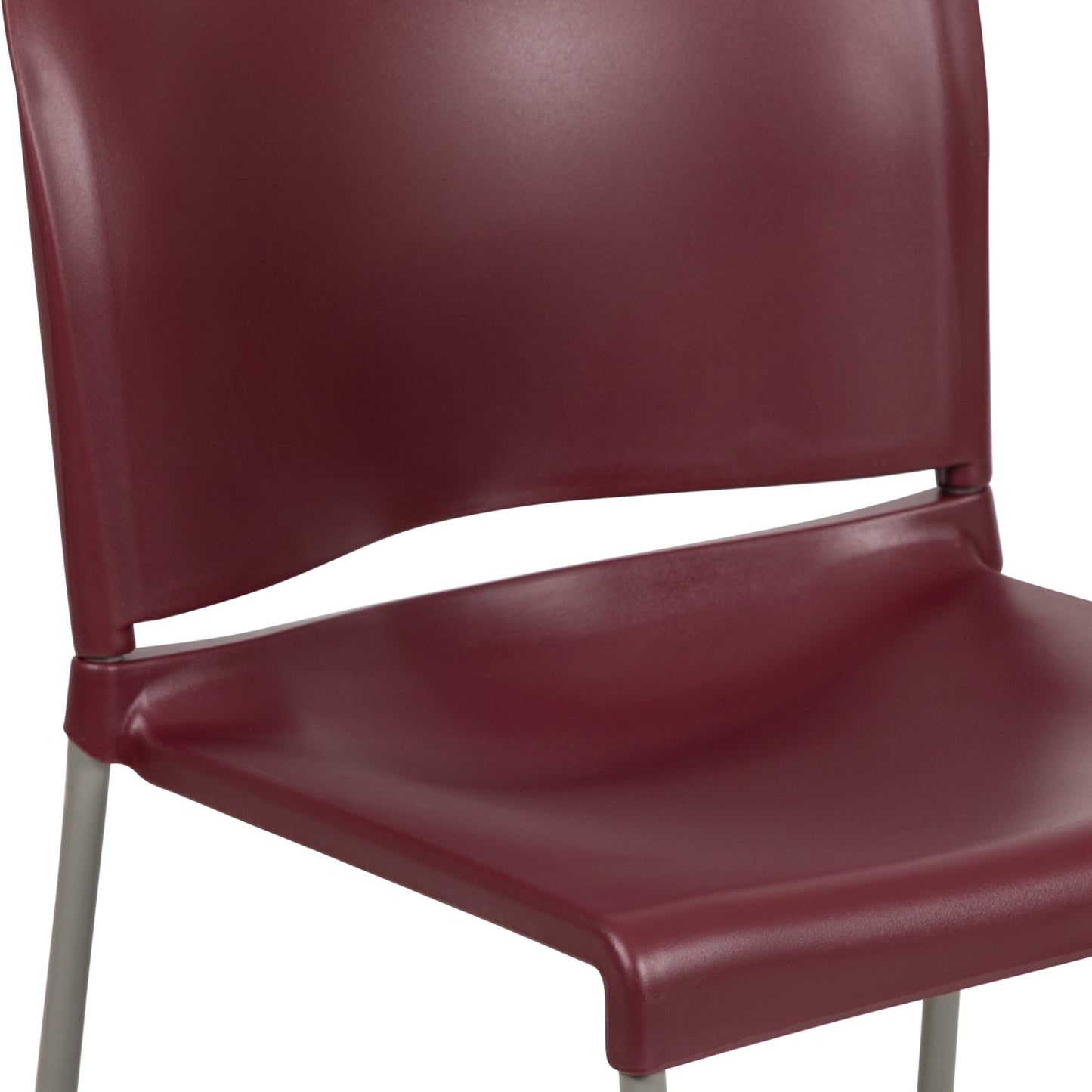 HERCULES Series 880 lb. Capacity Burgundy Full Back Contoured Stack Chair with Gray Powder Coated Sled Base Burgundy