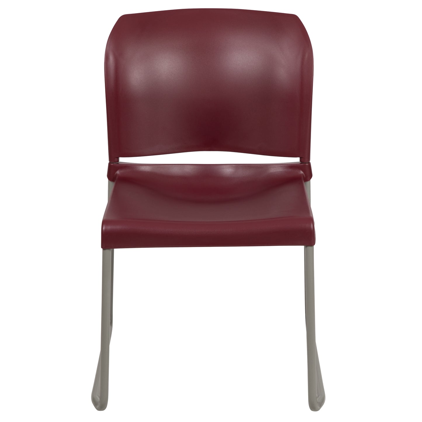 HERCULES Series 880 lb. Capacity Burgundy Full Back Contoured Stack Chair with Gray Powder Coated Sled Base Burgundy