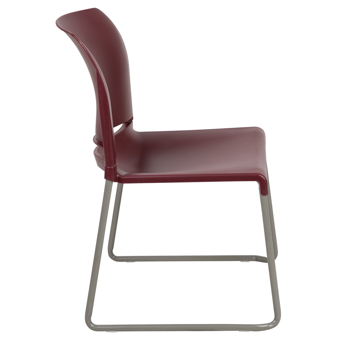 HERCULES Series 880 lb. Capacity Burgundy Full Back Contoured Stack Chair with Gray Powder Coated Sled Base Burgundy