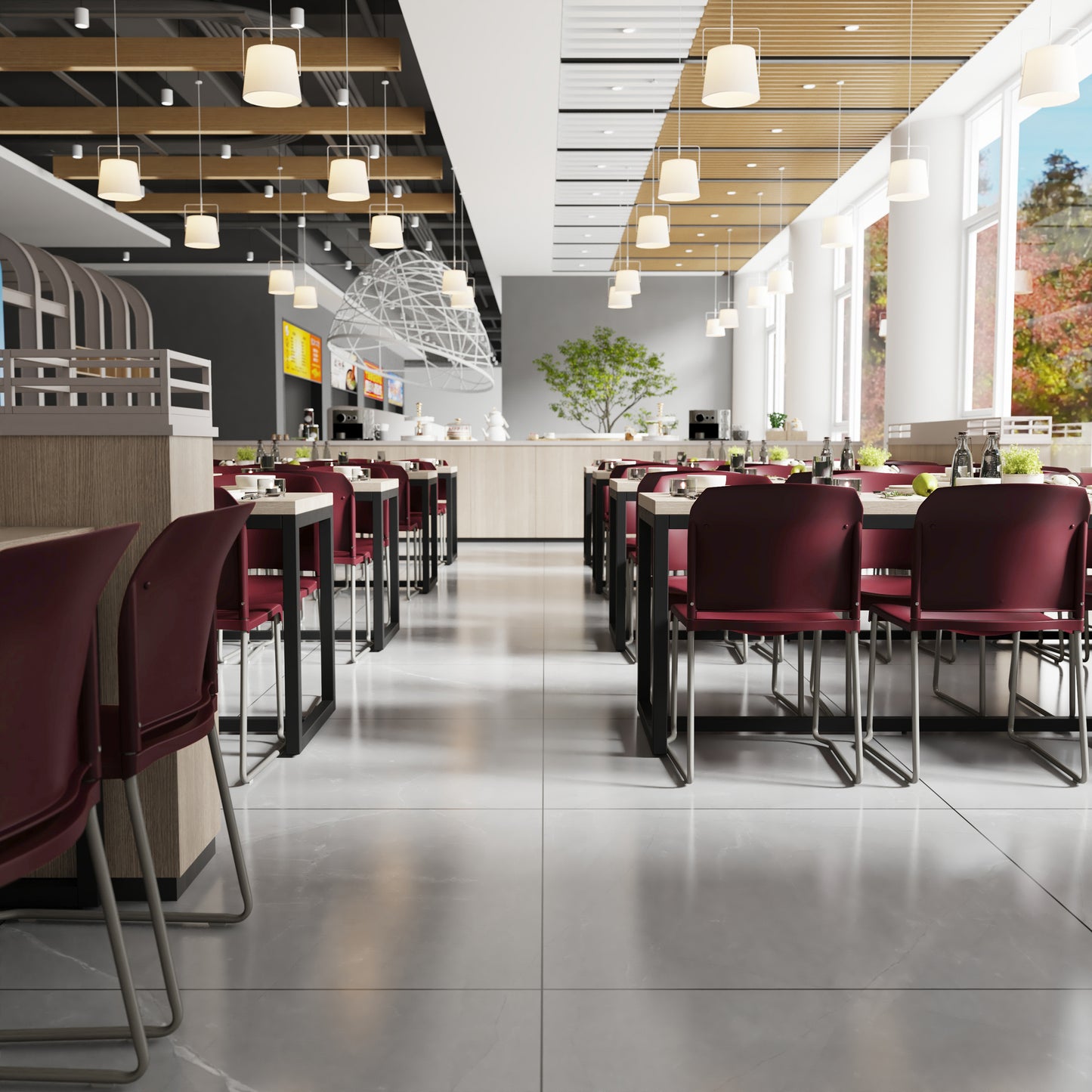 HERCULES Series 880 lb. Capacity Burgundy Full Back Contoured Stack Chair with Gray Powder Coated Sled Base Burgundy