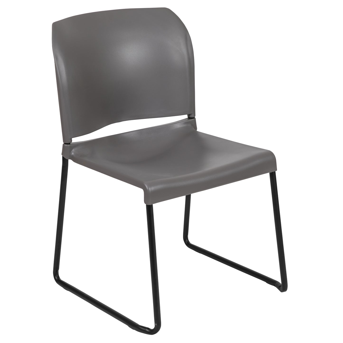 HERCULES Series 880 lb. Capacity Gray Full Back Contoured Stack Chair with Black Powder Coated Sled Base Gray
