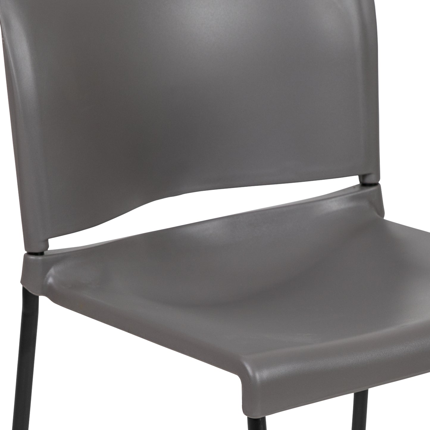 HERCULES Series 880 lb. Capacity Gray Full Back Contoured Stack Chair with Black Powder Coated Sled Base Gray