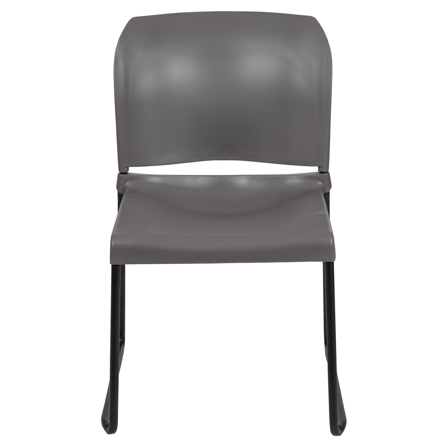 HERCULES Series 880 lb. Capacity Gray Full Back Contoured Stack Chair with Black Powder Coated Sled Base Gray