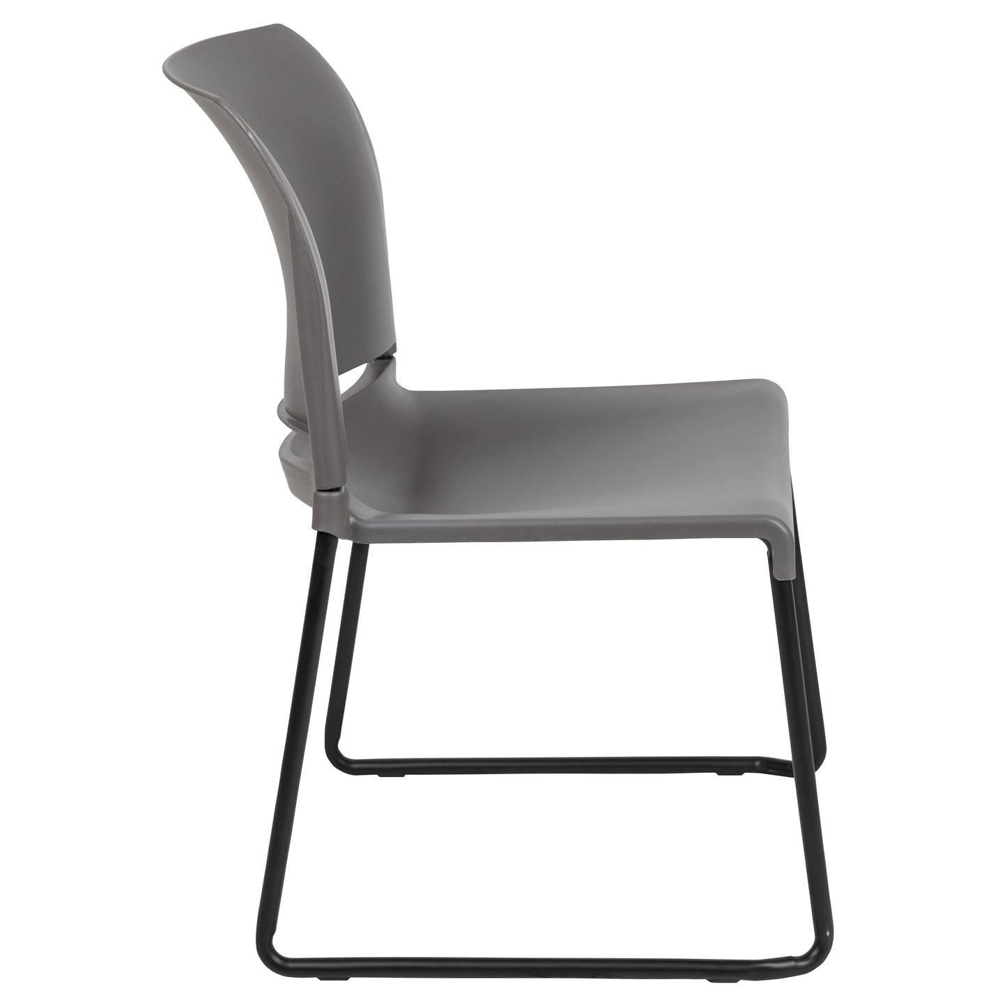 HERCULES Series 880 lb. Capacity Gray Full Back Contoured Stack Chair with Black Powder Coated Sled Base Gray