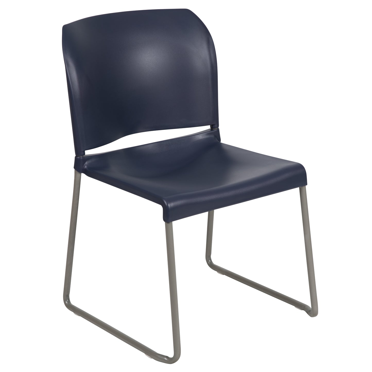 HERCULES Series 880 lb. Capacity Navy Full Back Contoured Stack Chair with Gray Powder Coated Sled Base Navy