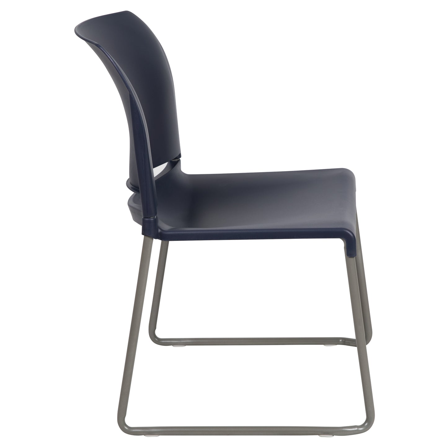 HERCULES Series 880 lb. Capacity Navy Full Back Contoured Stack Chair with Gray Powder Coated Sled Base Navy